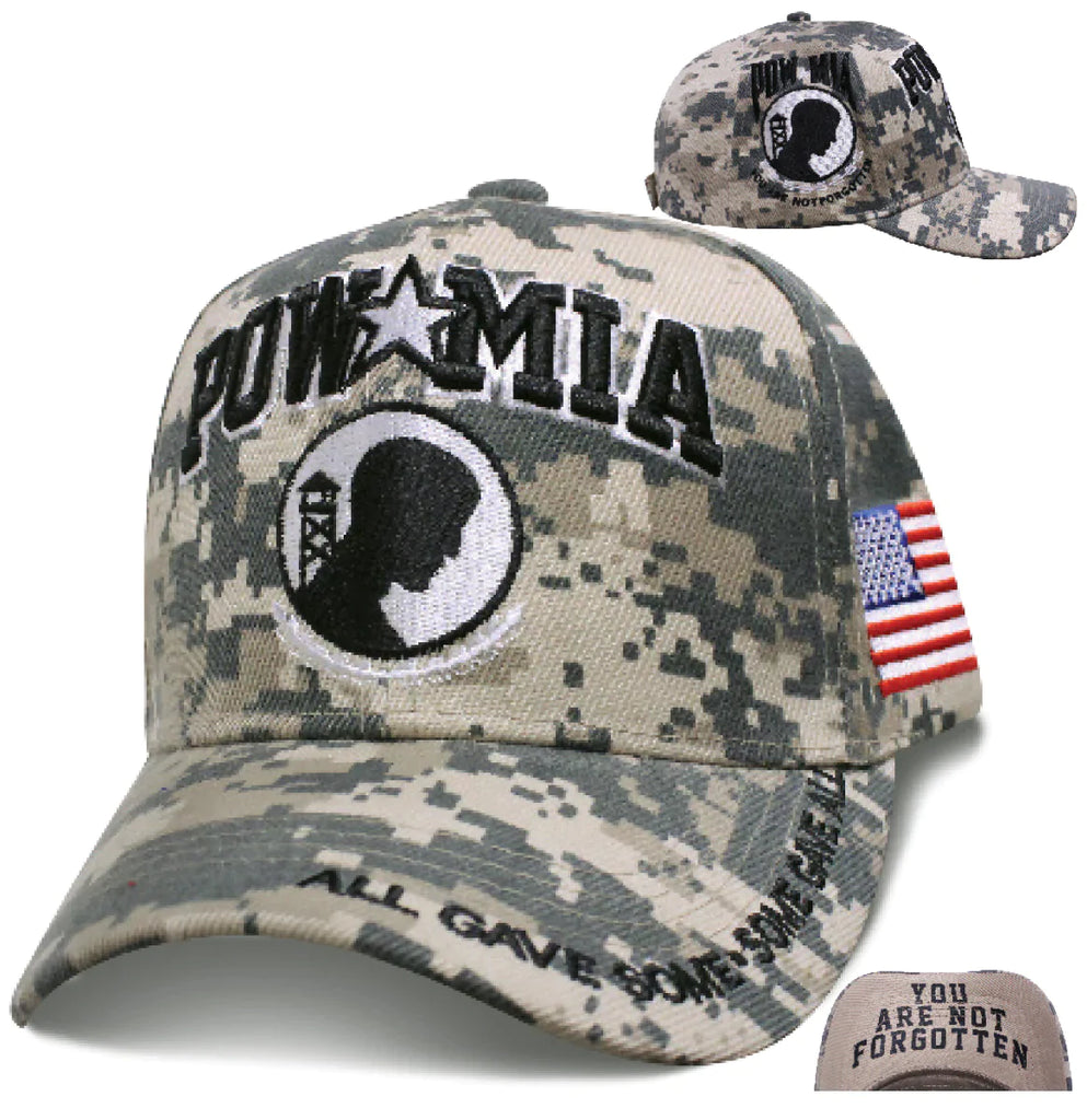 POW MIA Hat Embroidered on Digital Camo American Flag product photo