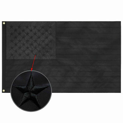 All Black American Flag Embroidered US Blacked Out Flag Blackout