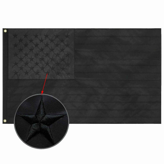 All Black American Flag Embroidered US Blacked Out Flag Blackout