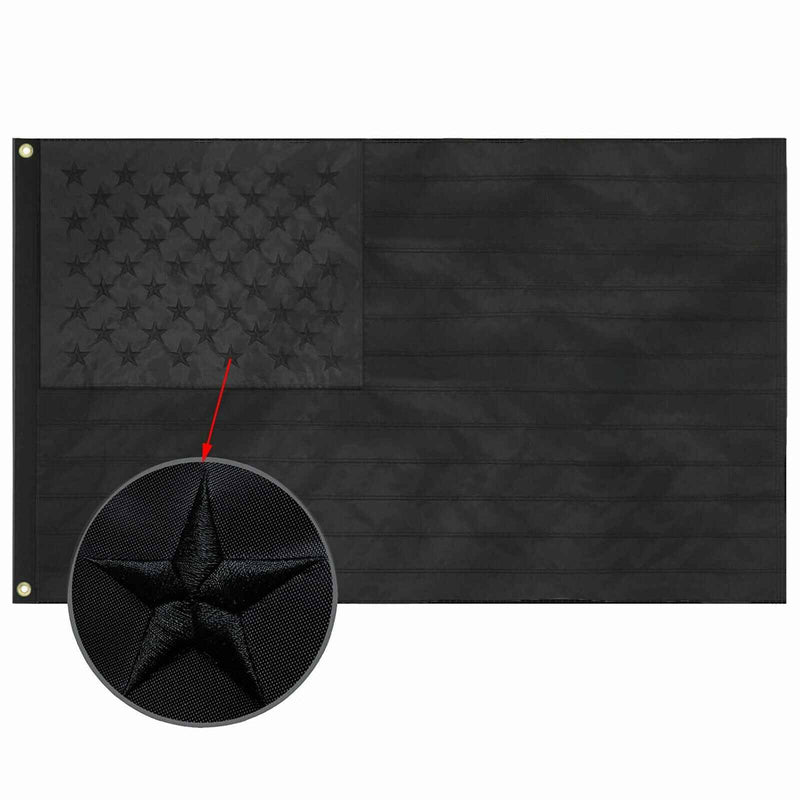 All Black American Flag Embroidered US Blacked Out Flag Blackout