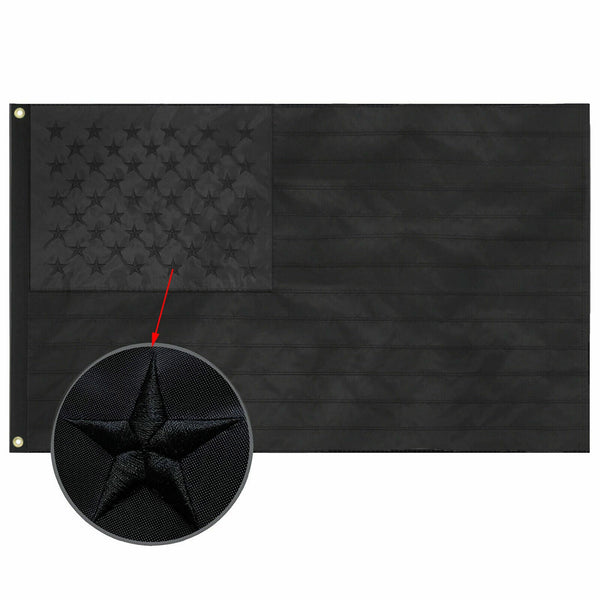 All Black American Flag Embroidered US Blacked Out Flag Blackout
