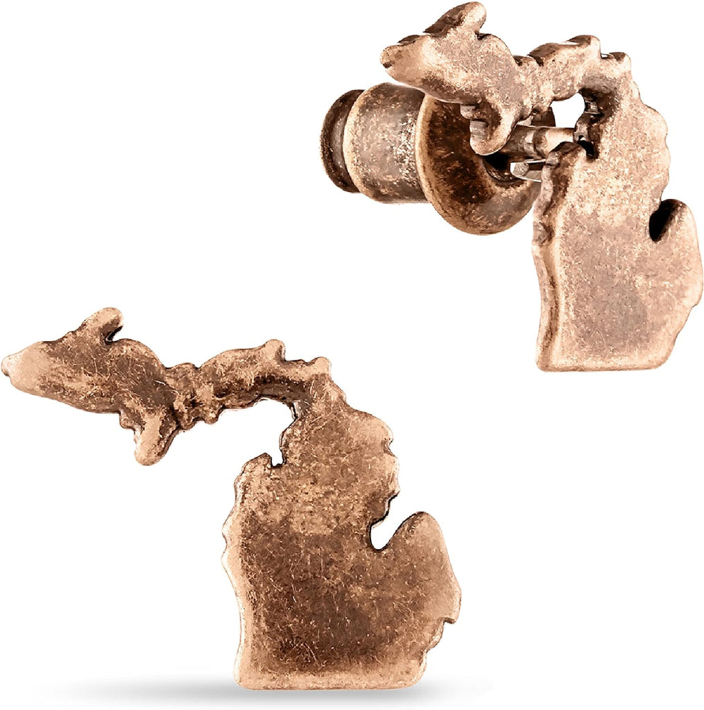 State of Michigan Vintage Copper Stud Earrings main product photo