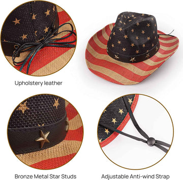 Vintage American Flag Cowboy Hat product photo 4