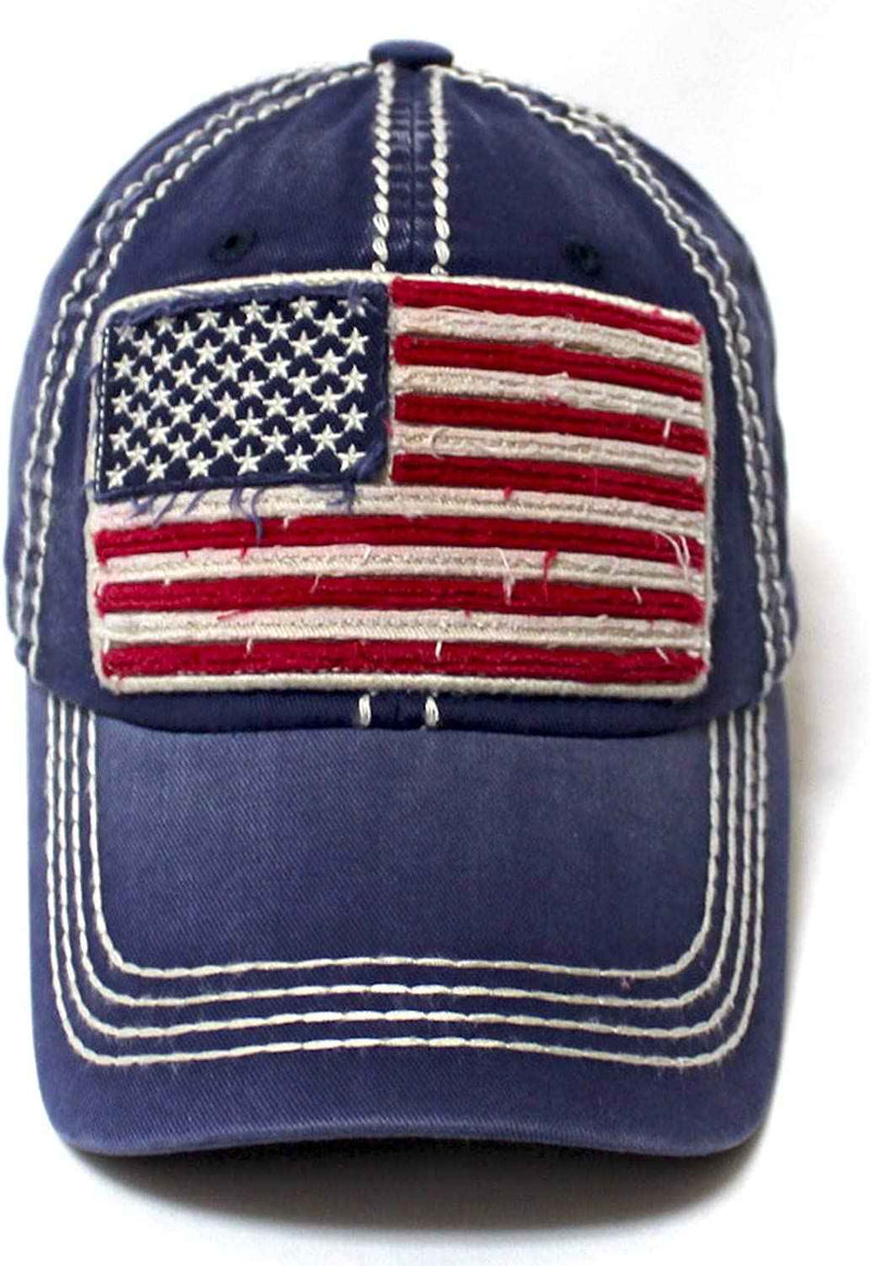 Vintage American Flag Patch Embroidered Baseball Cap Multiple Colors main product photo