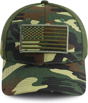 Camouflage American Flag Trucker Hat CAMO grey green brown blue product photo 4
