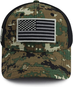 Camouflage American Flag Trucker Hat CAMO grey green brown blue product photo 5