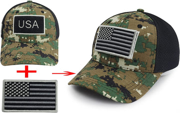 Camouflage American Flag Trucker Hat CAMO grey green brown blue product photo 6